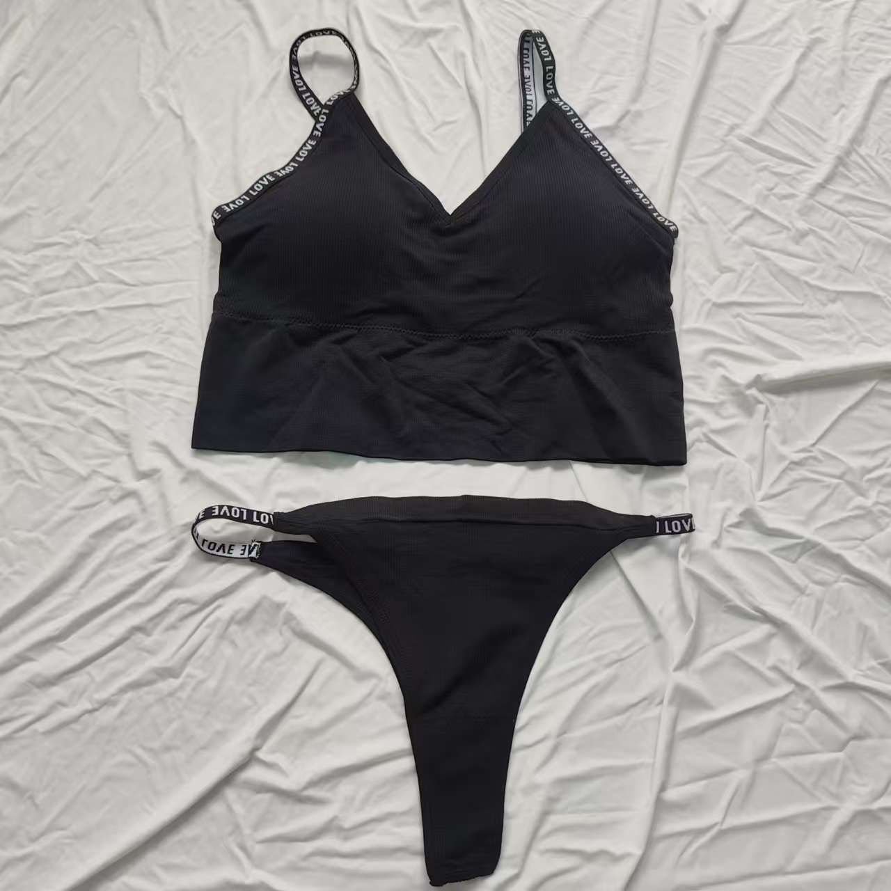 Womens Lingerie Set Scoop Neck Cross Back Sport Bra and Panty Underwear
